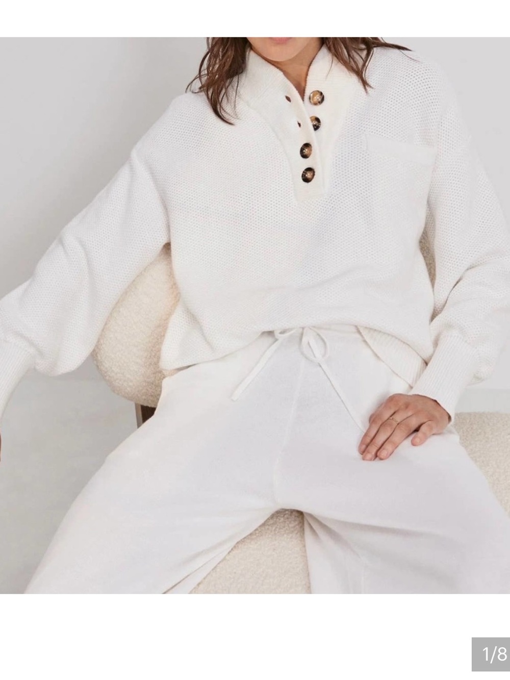 Lunya Ivory Cozy Cotton Silk Pocket Henley